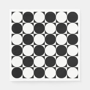 Serviette En Papier Chic Black White Seventies Cercles Motif Carré
