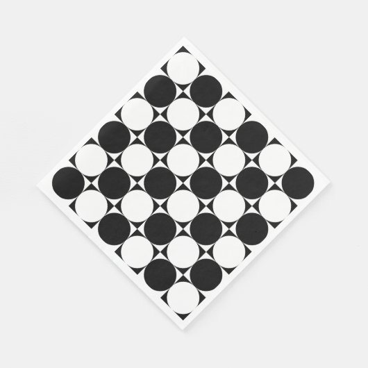 Serviette En Papier Chic Black White Seventies Cercles Motif Carré (Coin)