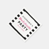 Serviette En Papier Chic Black & White Stripes Bachelorette Rose (Coin)