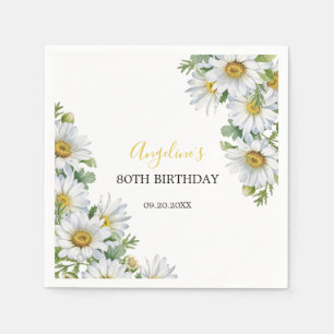 Serviette En Papier Chic blanc marguerite verdure fleurie Anniversaire