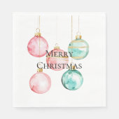 Serviette En Papier Chic Blanc Mint Rose or ornements de Noël (Devant)