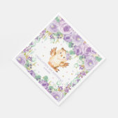 Serviette En Papier Chic blanc violet Chouette florale 1er anniversair (Coin)