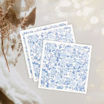 Serviette En Papier Chic Bleu Blanc Chinoiserie Fleur Porcelaine<br><div class="desc">Ce design classique présente un élégant motif d'aquarelle et de pivoine en bleu et blanc</div>