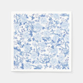 Serviette En Papier Chic Bleu Blanc Chinoiserie Fleur Porcelaine (Devant)