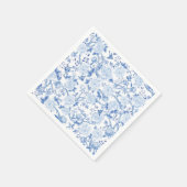 Serviette En Papier Chic Bleu Blanc Chinoiserie Fleur Porcelaine (Coin)