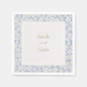 Serviette En Papier Chic bleu et blanc Petit Fleur Papier Napkin (Devant)