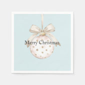 Serviette En Papier Chic Bleu Points Bow Ornement Noël (Devant)
