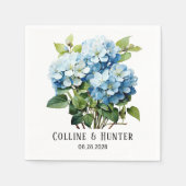 Serviette En Papier Chic Blue Hydrangea Floral Mariage (Devant)