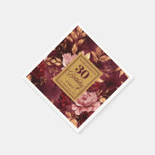Serviette En Papier Chic Blush Bourgogne Or 30e Anniversaire Napkins (Coin)
