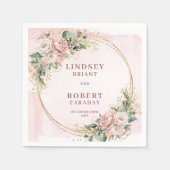 Serviette En Papier Chic Blush Pink Floral Wedding Paper Napkins Set (Devant)