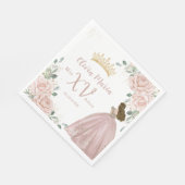 Serviette En Papier Chic Blush rose Floral Princesse robe Quinceañera (Coin)