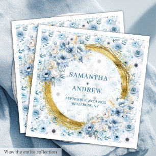 Serviette En Papier Chic Boho Dusty Bleu Mariage étincelant