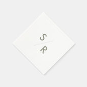 Serviette En Papier Chic Boho Green et blanc Monogrammes serviettes (Coin)