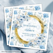 Serviette En Papier Chic Boho Pastel Blue Gold Parties scintillant Mar