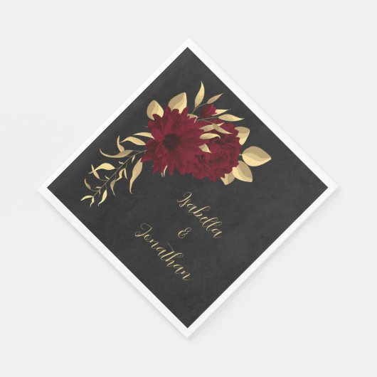Serviette En Papier Chic bordeaux et or noir (Coin)