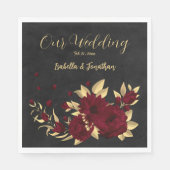 Serviette En Papier Chic bordeaux et or noir (Devant)