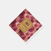 Serviette En Papier Chic Bourgogne Blush Gold 30e table d'anniversaire (Coin)