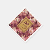 Serviette En Papier Chic Bourgogne Blush Gold Aquarelle 30e anniversai (Coin)