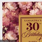 Serviette En Papier Chic Bourgogne Blush Gold Aquarelle 30e anniversai