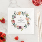 Serviette En Papier Chic Bourgogne Blush Ivory Floral Wreath Mariage (En situation)