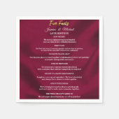 Serviette En Papier Chic Bourgogne et or Script Mariage faits amusants (Devant)