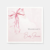 Serviette En Papier Chic Bow Aquarelle rose Baby shower fille (Devant)