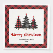 Serviette En Papier Chic Buffalo Plaid Tree Christmas Napkins (Devant)