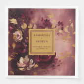 Serviette En Papier Chic Burgundy Blush Gold Mariage papier serviettes (Devant)