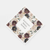 Serviette En Papier Chic Burgundy Crème Fleurie Mariage (Coin)