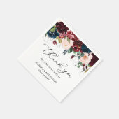 Serviette En Papier Chic Burgundy Florals Script Merci Graduation (Coin)
