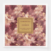 Serviette En Papier Chic Burgundy Gold Blush Papier Mariage (Devant)