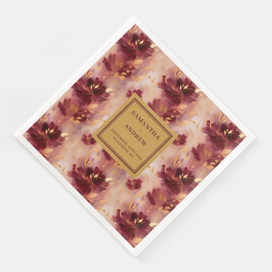 Serviette En Papier Chic Burgundy Gold Boho Mariage serviettes (Coin)