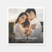 Serviette En Papier Chic Calligraphie blanc superposition Texte Mariag (Devant)