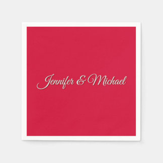 Serviette En Papier Chic Calligraphie Élégant Cerisier Rouge Personnal