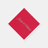 Serviette En Papier Chic Calligraphie Élégant Cerisier Rouge Personnal (Coin)