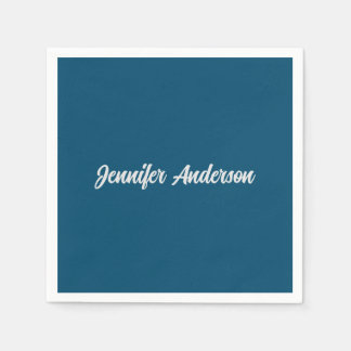 Serviette En Papier Chic Calligraphie Elégant Océan Bleu Personnalisé