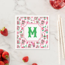 Chic Caprice Rose & Vert Mahjong Soirée Monogramme