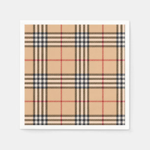 Serviette En Papier Chic Carreaux Chaud Tan Base Blanc Noir Brun Tarta