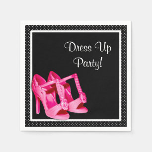 Serviette En Papier Chic Chaussures Fille Rose et Black Dress Up Party