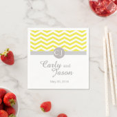 Serviette En Papier Chic Chevron | jaune gris blanc (En situation)