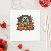 Serviette En Papier Chic chien Carlin avec Citrouille Automne Hallowee (En situation)
