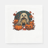 Serviette En Papier Chic chien Carlin avec Citrouille Automne Hallowee (Devant)