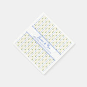 Serviette En Papier Chic Citron Citrus Elégant Mariage d'été bleu (Coin)