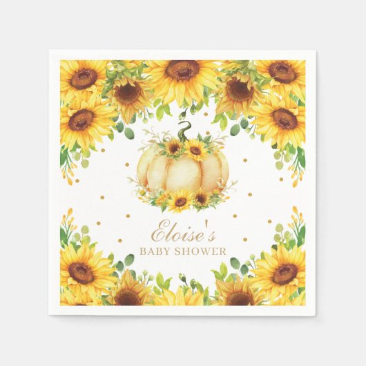 Serviette En Papier Chic Citrouille Sunflower fête d'anniversaire Baby (Devant)