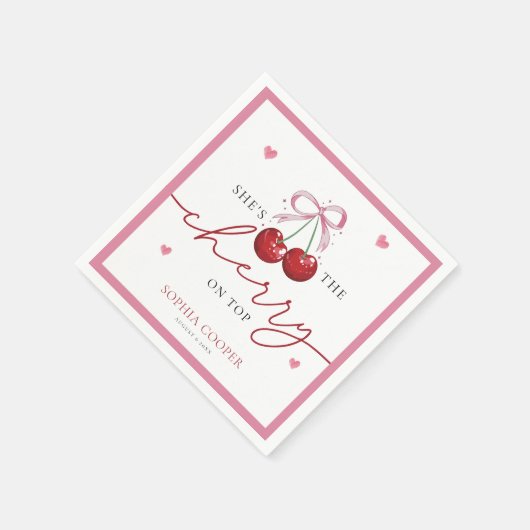 Serviette En Papier Chic Coquette cerise sur la Fête des mariées supér (Coin)