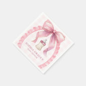 Serviette En Papier Chic Coquette Chic Bow rose Baby shower fille (Coin)