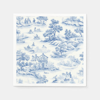 Serviette En Papier Chic Cottage Style Bleu Toile de Jouy Retro
