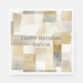 Serviette En Papier Chic Cream Brown Abstrait (Devant)