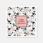 Serviette En Papier Chic Custom Valentine’s Day Heart Sketch Tableware (Devant)