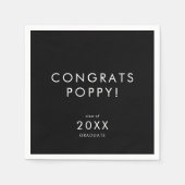 Serviette En Papier Chic Dark Black Congrats Graduate Name Graduate (Devant)
